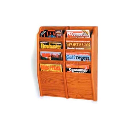 Wooden Mallet Wooden Mallet Cascade 8 Pocket Magazine Rack, Medium Oak MR24-8MO